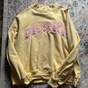 PARKE Pastel Yellow Crewneck with Pink Lettering